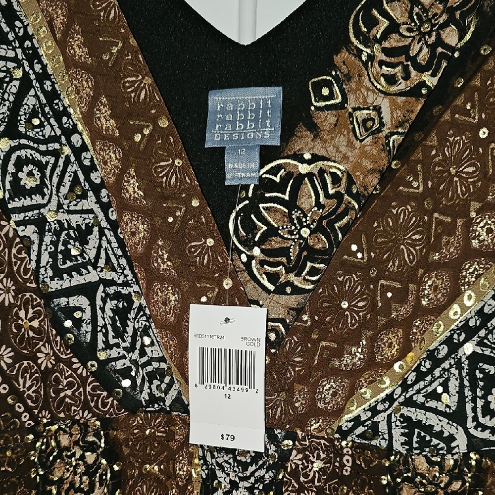 Rabbit Rabbit Rabbit Black and Brown High Low Dress - Picture 2 of 3